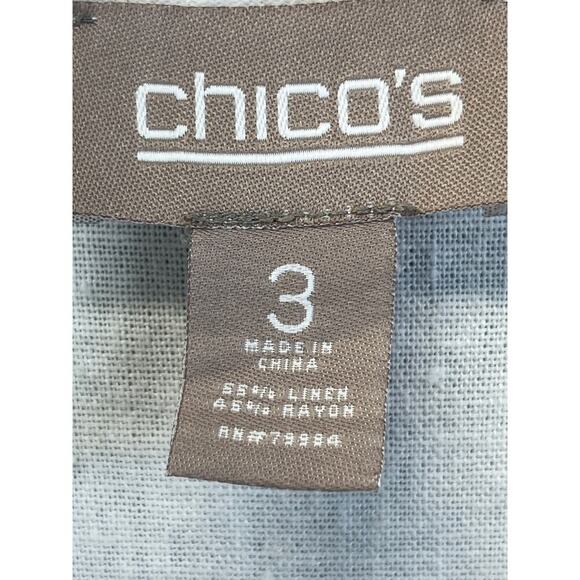 Chico's Womens 3 (U.S. XL) White Open Cardigan Linen Blend Summer Lagen Hobo - Picture 3 of 5